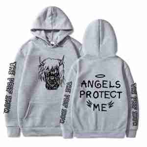 Lil Peep Angel Protect Me Gray Hoodie
