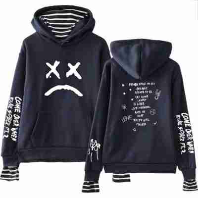 Lil Peep Come Over When You’re Sober Sad Face Blue Hoodie