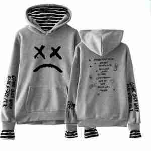 Lil Peep Come Over When You’re Sober Sad Face Gray Hoodie