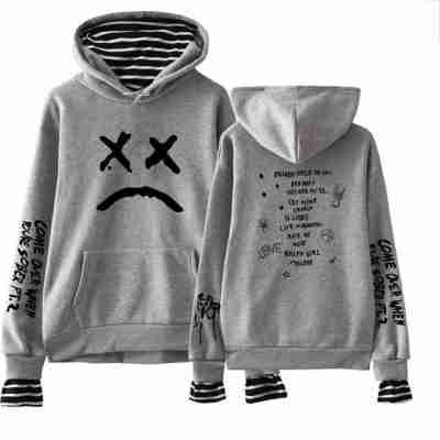 Lil Peep Come Over When You’re Sober Sad Face Gray Hoodie