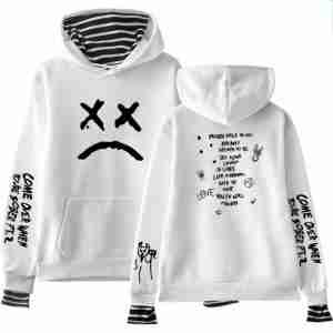 Lil Peep Come Over When You’re Sober Sad Face White Hoodie