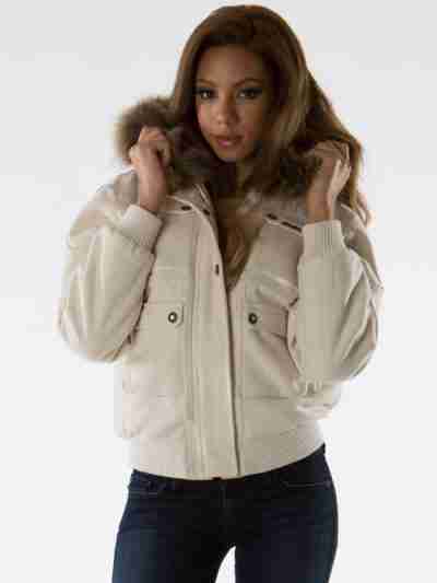 Pelle Pelle Women White Wool Hooded Jacket