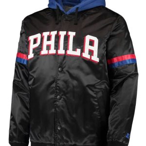 Philadelphia 76ers Black/royal Full-snap Varsity Hoodie Jacket