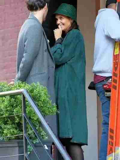Rare Objects 2022 Katie Holmes Suede Green Coat