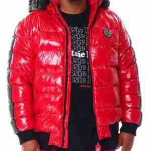 Robert Phillipe Glazed Nylon Puffer Red Jacket