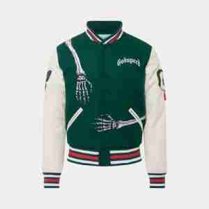 Rod Godspeed Skull Varsity Green Jacket