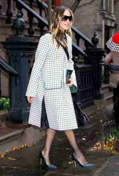 Sarah Jessica Parker Checkered Coat