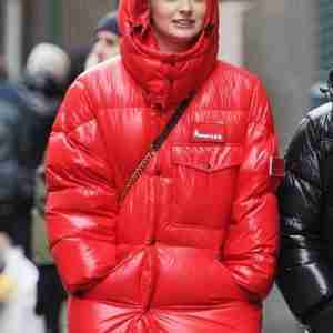 Sophie Turner Red Puffer Jacket