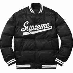Supreme Puffy Black Varsity Jacket