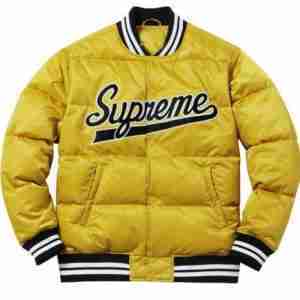 Supreme Puffy Yellow Varsity Jacket