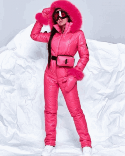 Pink Ski Women Polyester Jumpsuit