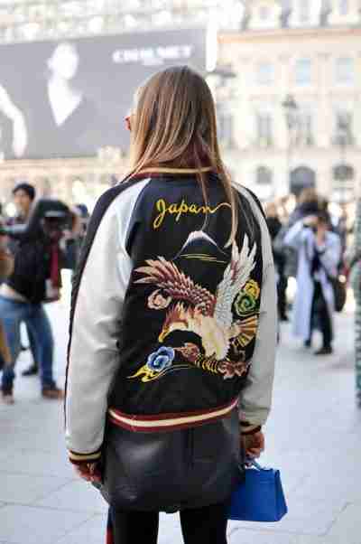 Women's Satin Embroidered Bomber Jacket