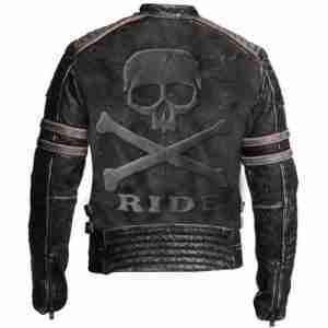 Biker Vintage Distressed Skull Embossed Jacket