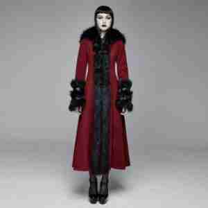Halloween Black & Maroon Shearling Coat