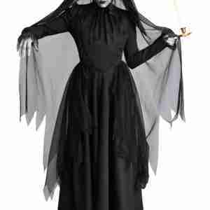 Halloween Lady in Black Ghost Costume