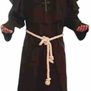 Halloween Monk Hooded Priest Robe Brown Costume