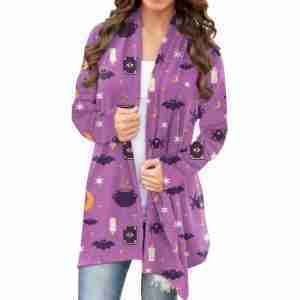 Halloween Purple & White Star Print Coat