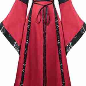 Halloween Victorian Witch Red & Black Dress