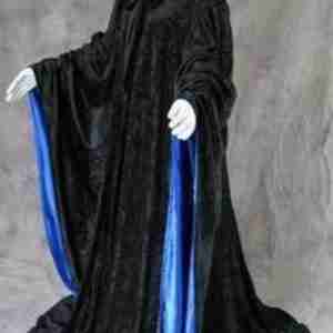 Halloween Wizard Velvet Black & Blue Cloak