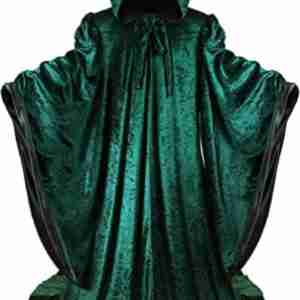 Halloween Wizard Velvet Dark Green Cloak