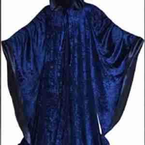 Halloween Wizard Velvet Navy-Blue Cloak