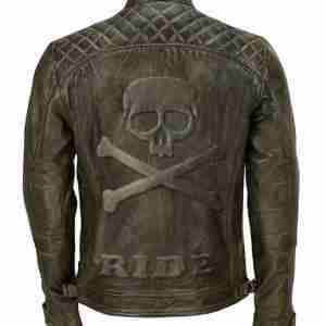 Skull Embossed Classic Diamond Biker Jacket