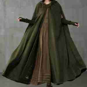 Womens Halloween Green Cloak