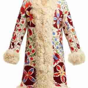 Women’s Shearling Hannah Floral Embroidered Coat