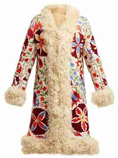 Women’s Shearling Hannah Floral Embroidered Coat