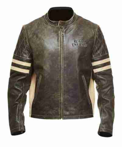 Royal Enfield Cafe Racer Brown Leather Jacket