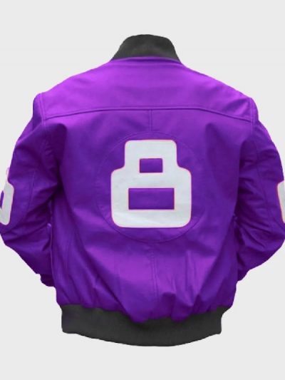 Unisex 8 Ball Purple Bomber Leather Jacket