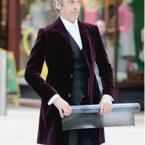 Twelfth Doctor TV Series Doctor Who Peter Capaldi Burgundy Velvet Coat