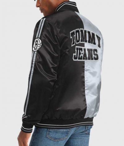 Brooklyn Nets Black and Gray Varsity Jacket