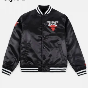 Chicago Bulls Black Satin Bomber Jacket