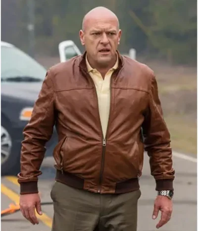 Dean Norris Breaking Bad Brown Bomber Leather Jacket