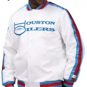 Houston Oilers Light Blue Satin Bomber Jacket