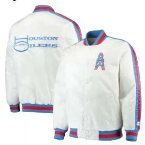 Houston Oilers Light Blue Satin White Jacket