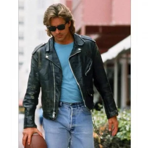 James Crockett Miami Vice Black Leather Jacket