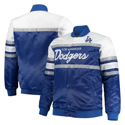 LA Dodgers Satin Royal & Gray Coaches Jacket