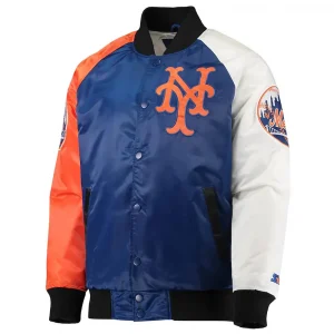 NY Mets Raglan Full-Snap Orange Satin Jacket