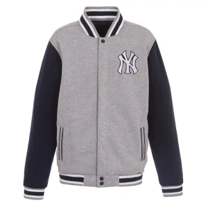 NY Yankees Varsity Embroidered Navy & Gray Jacket