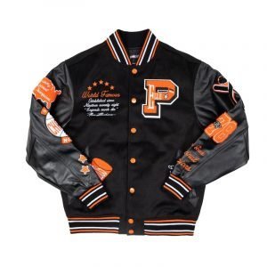 Pelle Pelle World Famous Wool and Leather Black Varsity Jacket