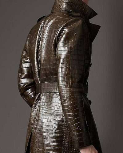 Men’s Double Breasted Alligator Brown Coat