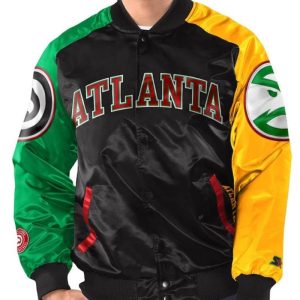 Atlanta Hawks Ty Mopkins Black/Red Varsity Satin Jacket