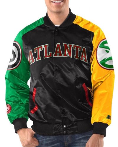Atlanta Hawks Ty Mopkins Black/Red Varsity Satin Jacket