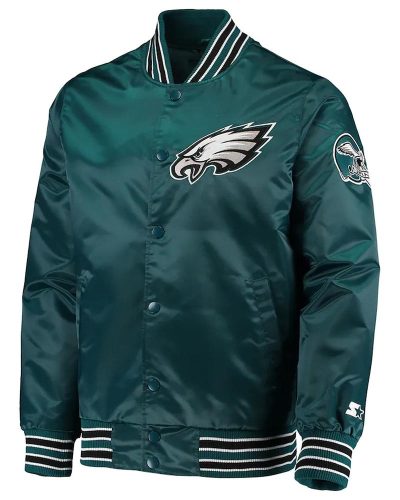 The Diamond Retro Philadelphia Eagles Green Satin Jacket