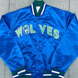Minnesota Timberwolves 90’s Blue Satin Jacket