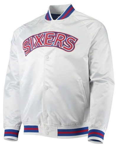 Philadelphia 76ers Hardwood Classics White Satin Jacket
