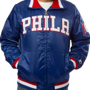 Philadelphia 76ers Blue Satin Jacket