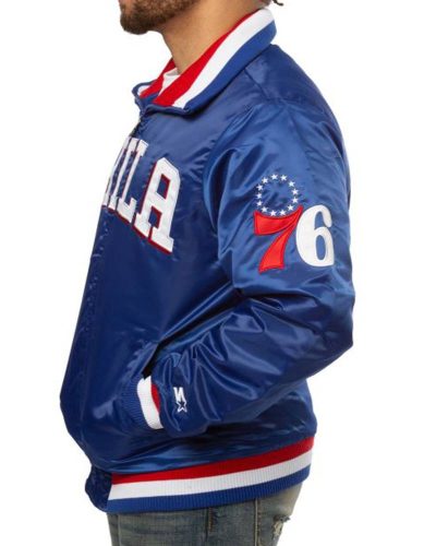Philadelphia 76ers Blue Satin Jacket